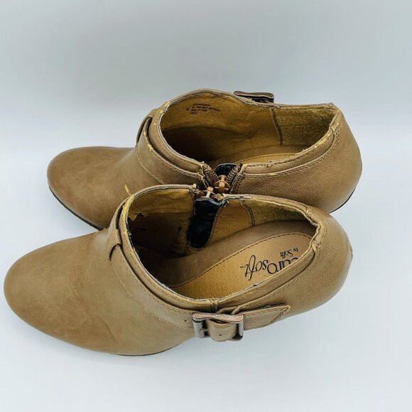 EuroSoft Womens Shoes Size 9 M Brown by Sofft Slip-on Zip Heels Ankle Booties - Picture 5 of 10